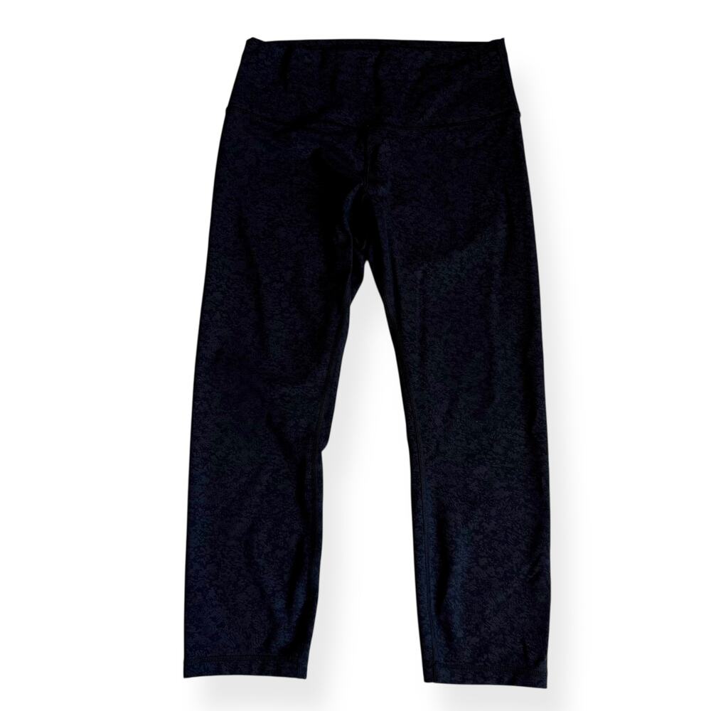 Lululemon Black & Gray Wunder Train High Rise Crop Leggings